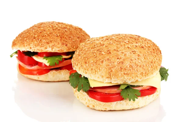 Sandwichs appétissants isolés sur blanc — Photo