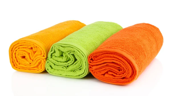 Colorful towels isolated on white — Stock Photo, Image