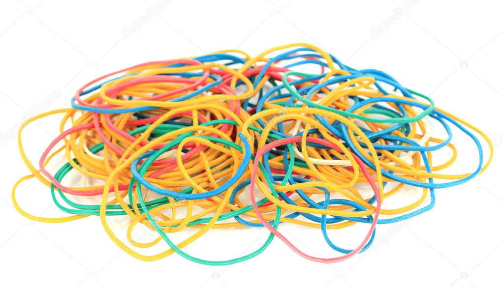 Colorful rubber bands isolated on white
