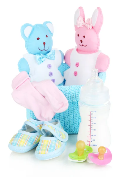 Accessoires bébé isolés sur blanc — Photo