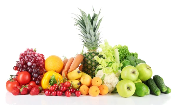 Assortment of fresh fruits and vegetables, isolated on white — Stock Photo, Image