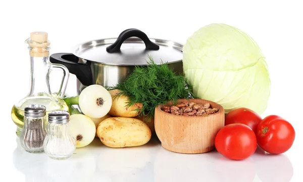 Ingredientes para cozinhar borsch isolado em branco — Fotografia de Stock