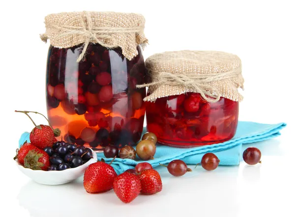 Home made berry jam isolated on white — Stockfoto