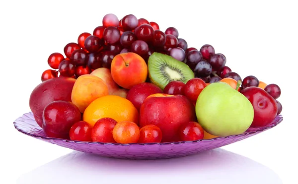 Assortment of juicy fruits isolated on white — Stock Photo, Image