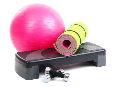 farklı araçları üzerinde beyaz izole fitness için