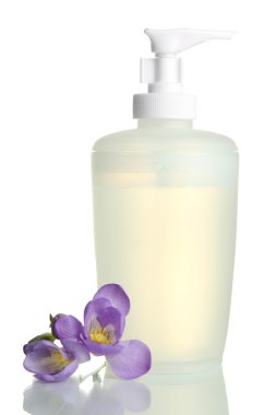 şişe ile üzerine beyaz izole sıvı sabun