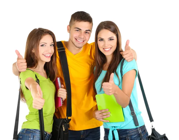 Happy group of beautiful young people, isolated on white — Stock Photo, Image