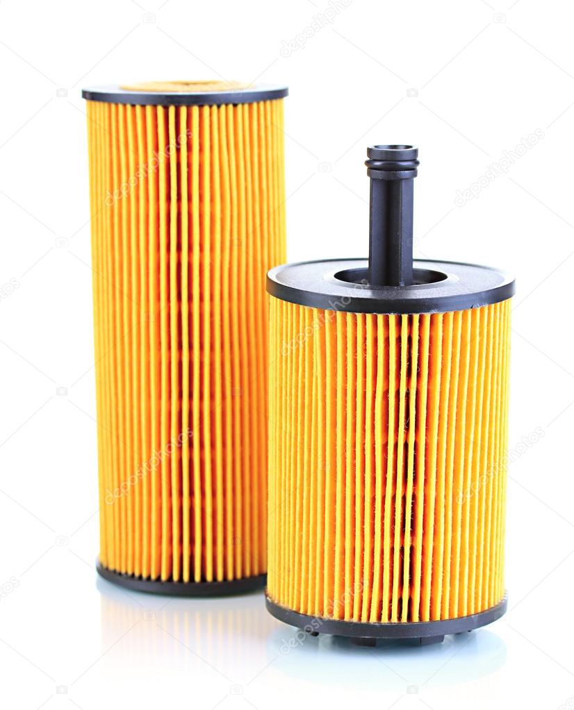 Car oil filters isolated on white