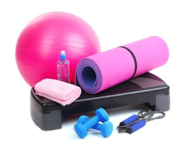farklı araçları üzerinde beyaz izole fitness için