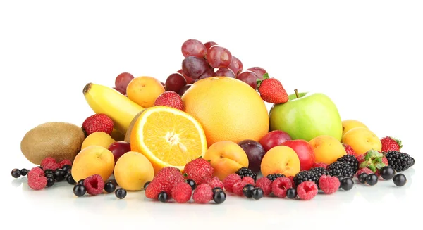 Fresh fruits and berries isolated on white — Stock Photo, Image