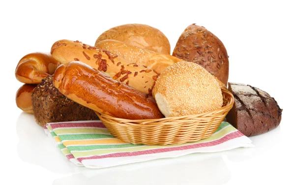 Variedade de pão isolado em branco — Fotografia de Stock