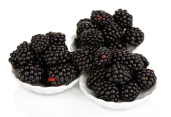 Sweet blackberry in bowl isolated on white — Stock Photo, Image