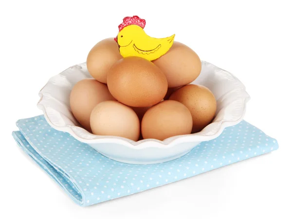 Ovos em placa isolados em branco — Fotografia de Stock