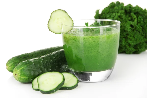 Green vegetable juice isolated on white — Stock Photo, Image