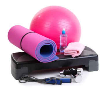farklı araçları üzerinde beyaz izole fitness için