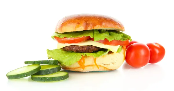 Великий і смачний гамбургер ізольований на білому — стокове фото