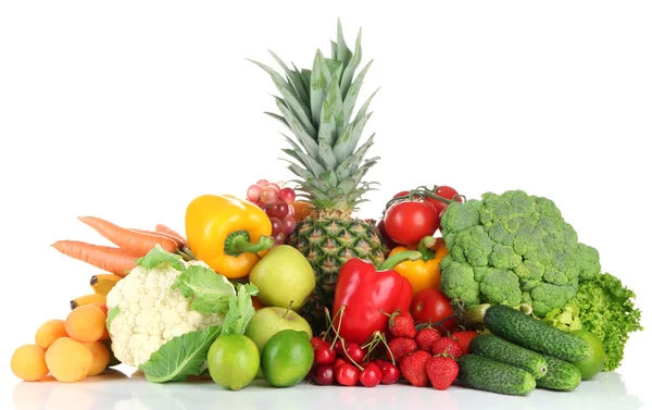 Assortment of fresh fruits and vegetables, isolated on white — Stock Photo, Image