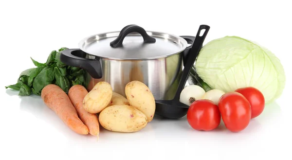 Ingredientes para cocinar sopa aislada en blanco — Foto de Stock