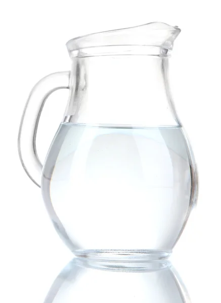 Brocca di vetro di acqua isolata su bianco — Foto Stock