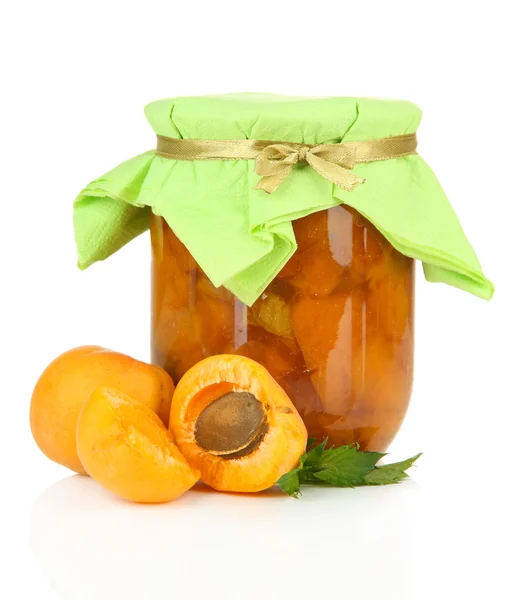Apricot jam, isolated on white — Stock Photo, Image