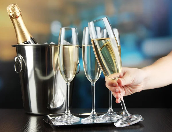 Champagne in bril in restaurant — Stockfoto