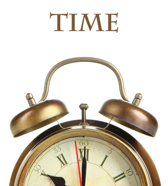Old alarm clock isolated on white — Stock Photo, Image