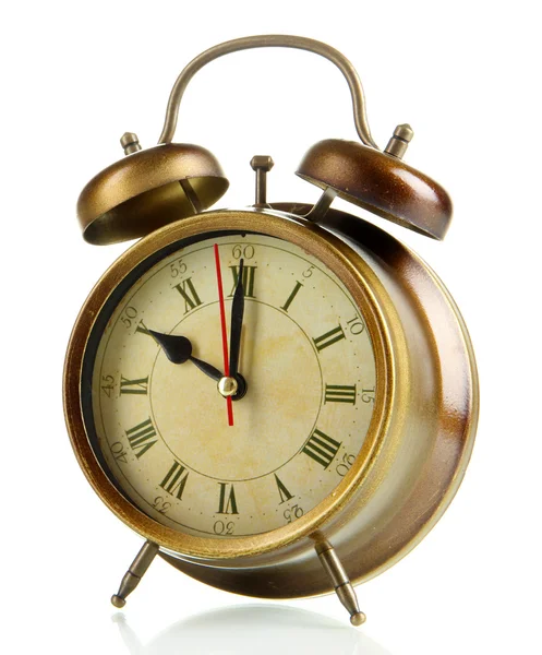 Relógio de alarme velho isolado em branco — Fotografia de Stock