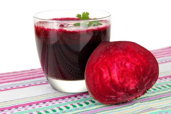 Fresh juice of beets on table on white background — Stock Photo, Image