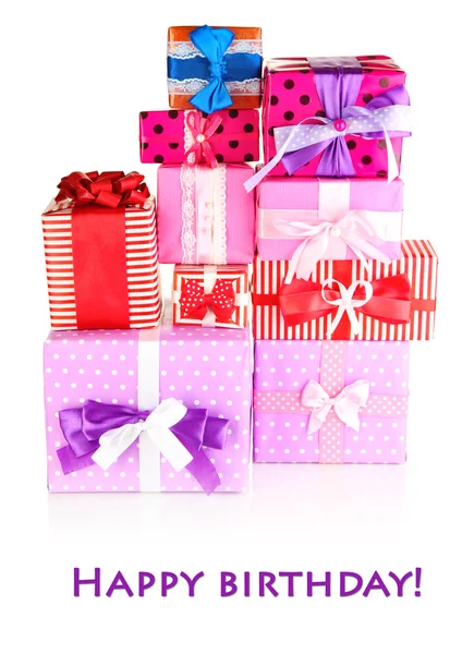 Hill colorful gifts isolated on white — Stock Photo, Image
