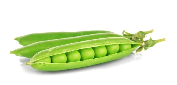 Sweet green peas isolated on white — Stock Photo, Image