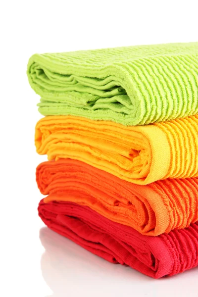 Colorful towels isolated on white — Stock Photo, Image