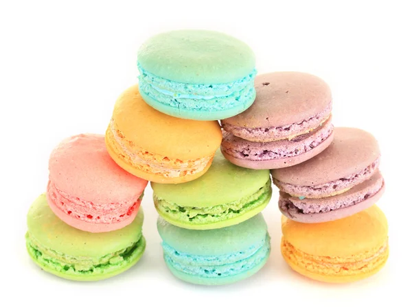 Macarons doux isolés sur blanc — Photo