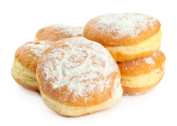Donuts saborosos, isolados em branco — Fotografia de Stock