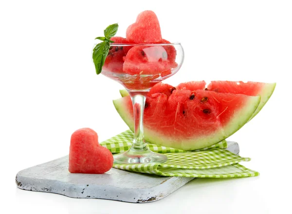 Postre de sandía fresca y sandía aislado en blanco — Foto de Stock