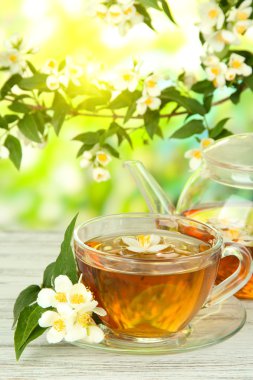 çay ile Yasemin parlak zemin üzerine ahşap tablo