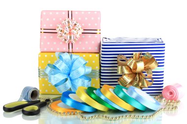 hediye tatil hediye üzerinde beyaz izole kaydırma bantları