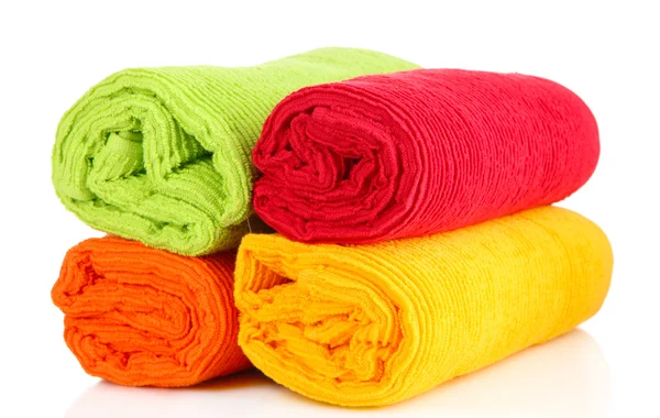 Colorful towels isolated on white — Stock Photo, Image