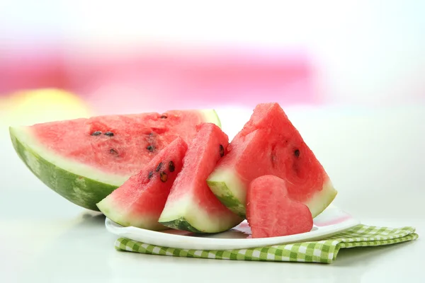 Fresh ripe watermelon on plate — Stock Photo, Image