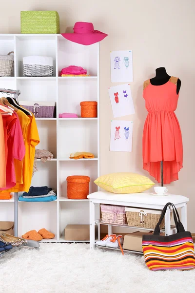 Women wardrobe in sunny colors — Stock Photo, Image