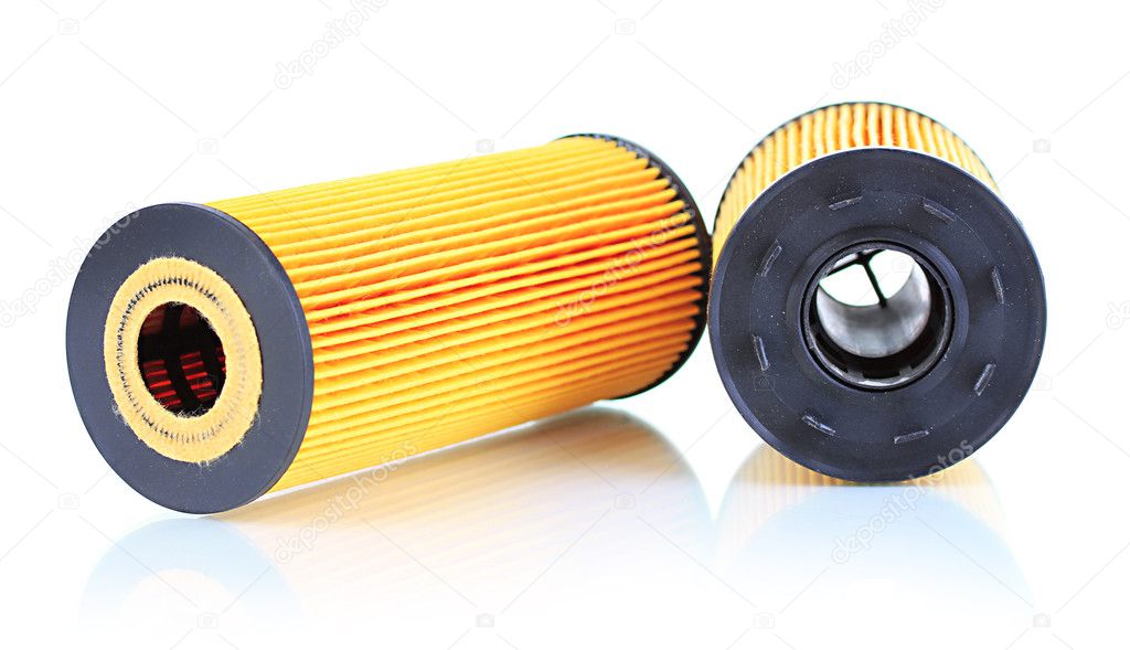 Car oil filters isolated on white
