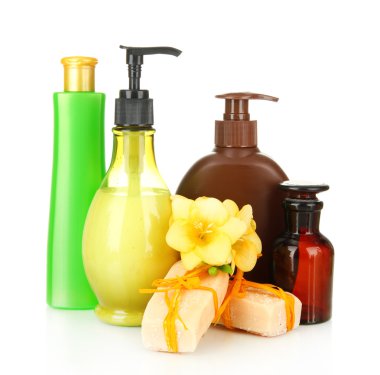 beyaz izole ve el yapımı Sıvı sabunlar