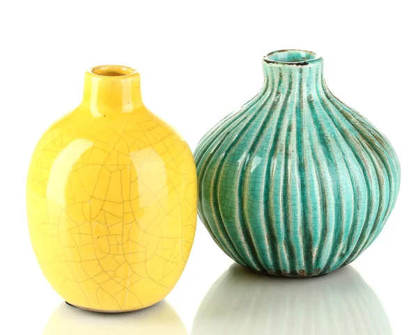 Decorative ceramic vases isolated on white — Stock Photo, Image