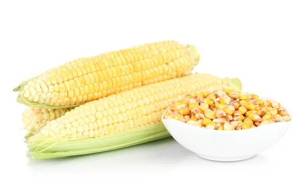 Frisches Maisgemüse isoliert auf weiß — Stockfoto