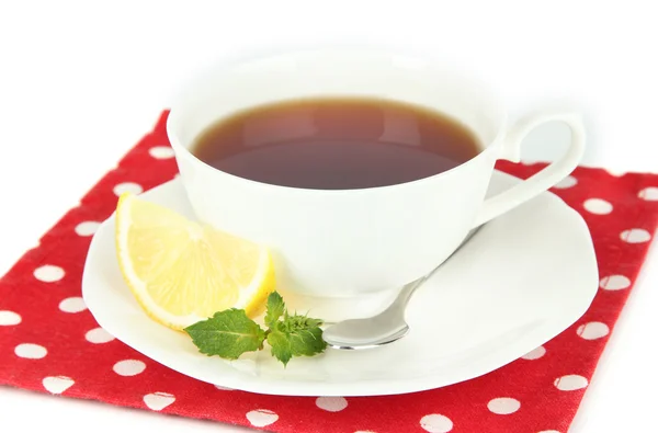 Kopp te med citron isolerad på vitt — Stockfoto