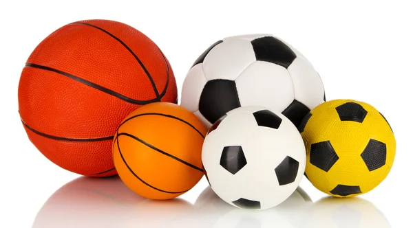 Sport labdák, elszigetelt fehér — Stock Fotó