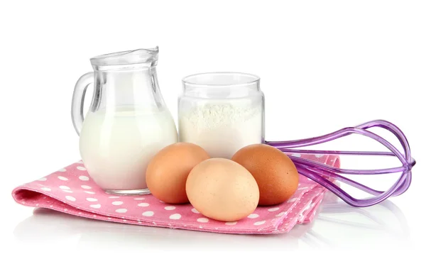 Ingredients for dough isolated on white — Stock Photo, Image