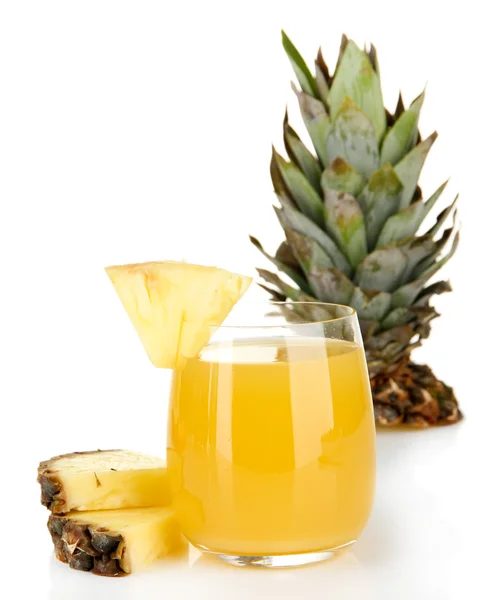 Delicious pineapple juice isolated on white — Stock Photo, Image