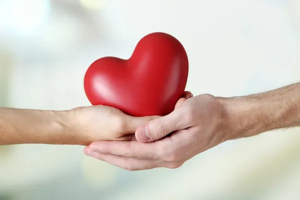 Heart in hands on light background — Stock Photo, Image