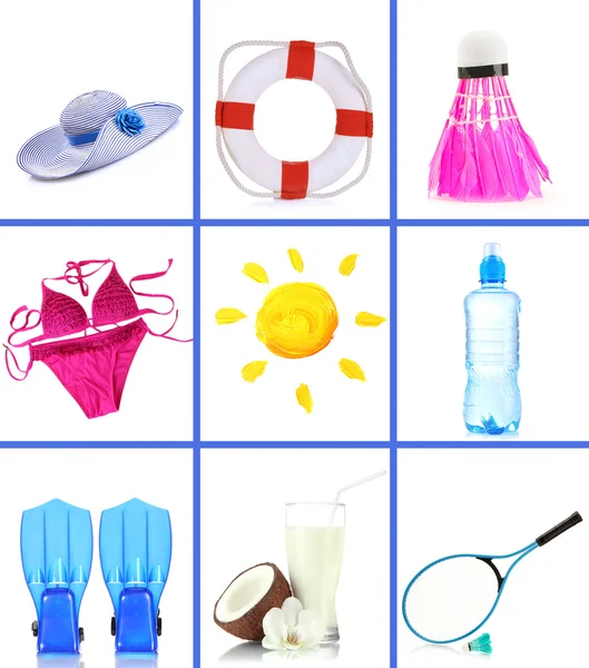 Collage of things for summer holiday — Stock Photo, Image