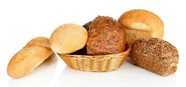 Verschiedene Brotsorten isoliert auf weiß — Stockfoto